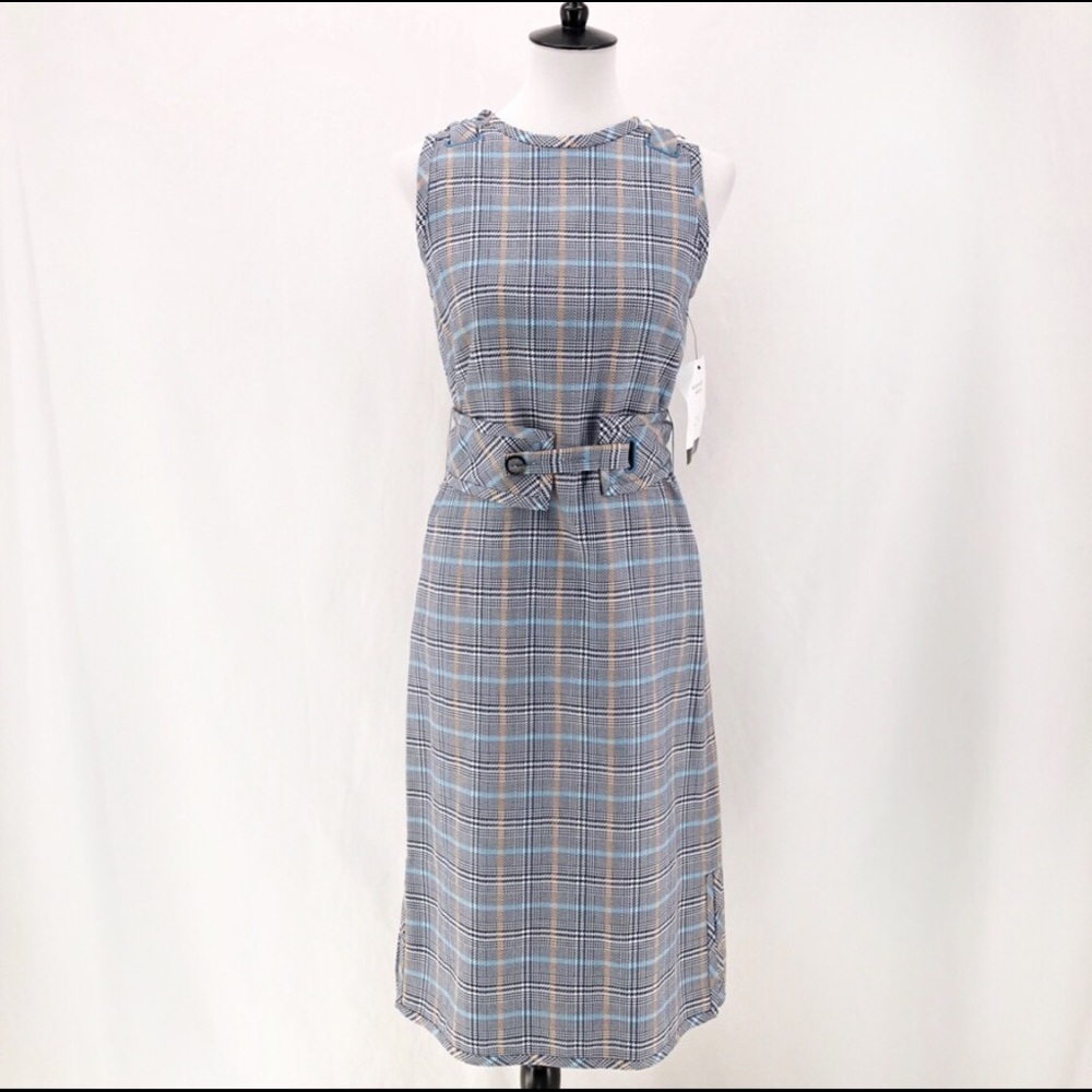 TRADEMARK Plaid Belted Midi Dress